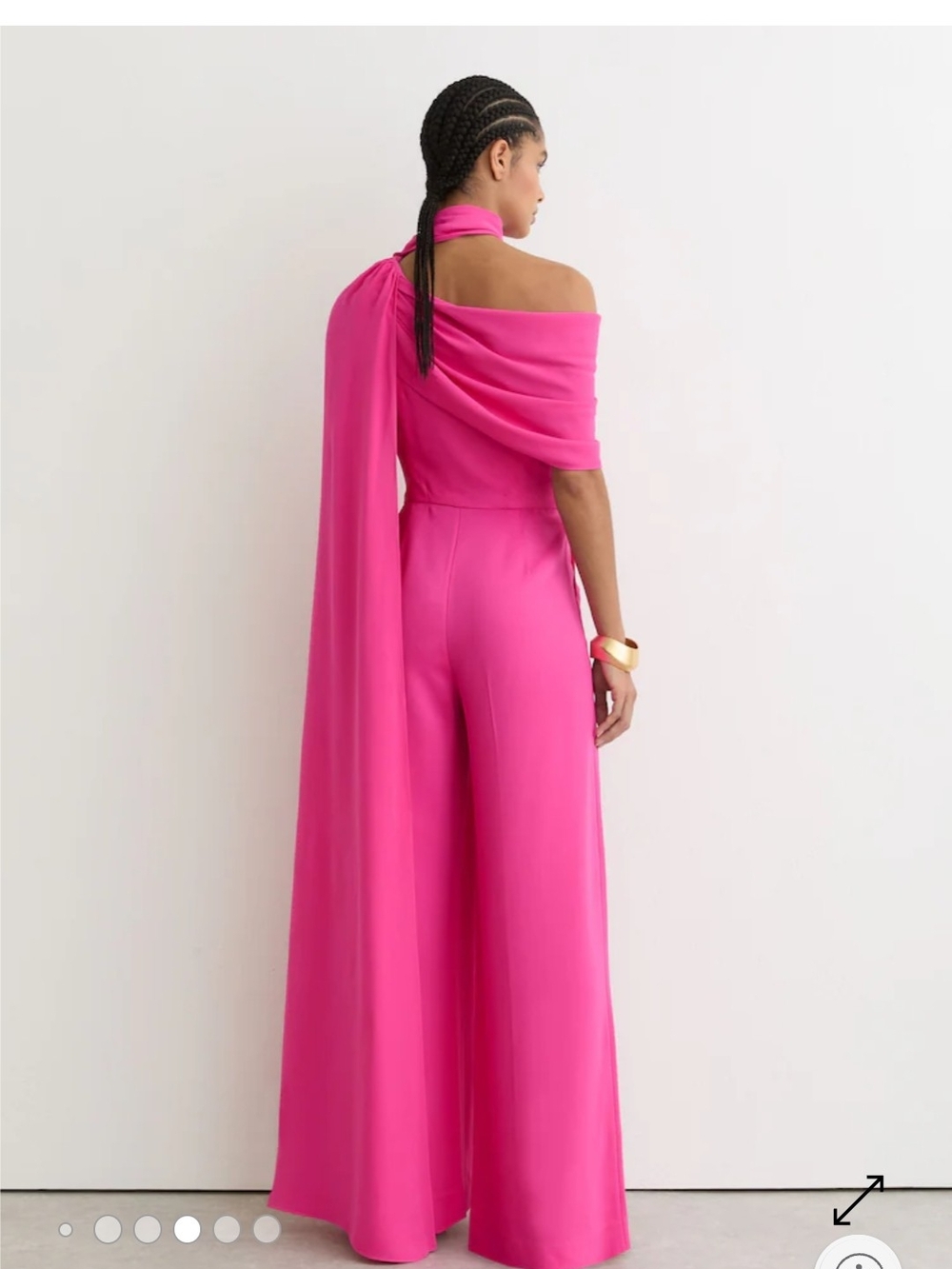 Reiss Hot Pink One-Shoulder Wide-Leg Jumpsuit - Picture 5 of 6